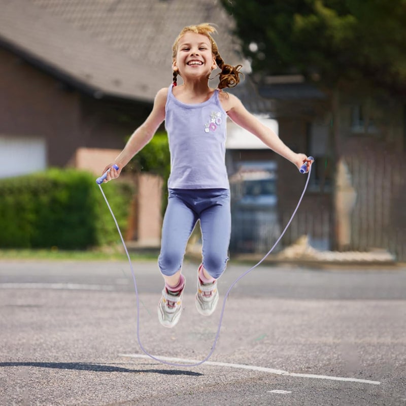 JGM Jump Rope for Kids-Adjustable Cotton Braided Skipping Rope with Wooden Handle for Toddler Fitness Workout Exercise Outdoor Activity - Image 2